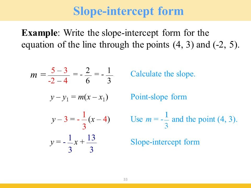 write equation of a line in slope intercept form calculator
