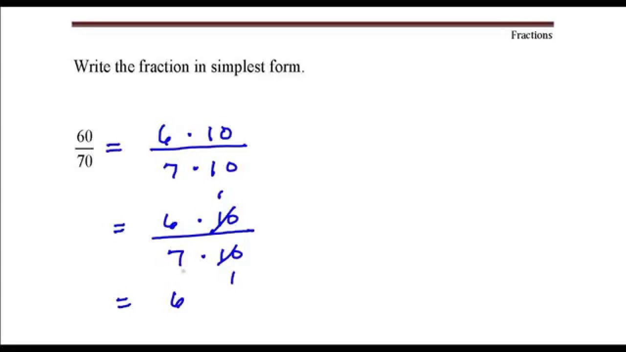 What Is A Fraction In Simplest Form