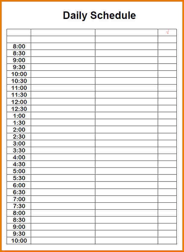 free pdf daily schedule template