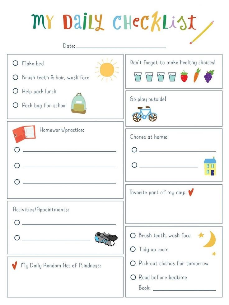 free daily schedule template for kids