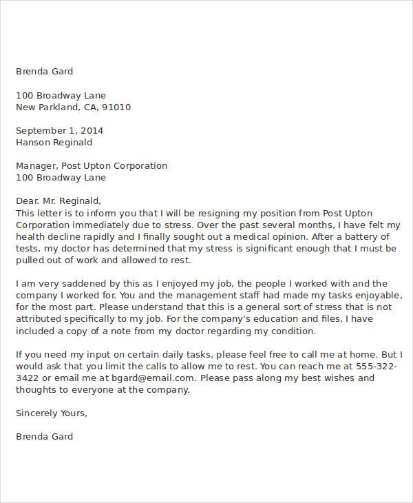 Resignation Letter Template Health Reasons The Modern Rules Of 