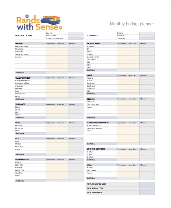 monthly budget planner google sheets