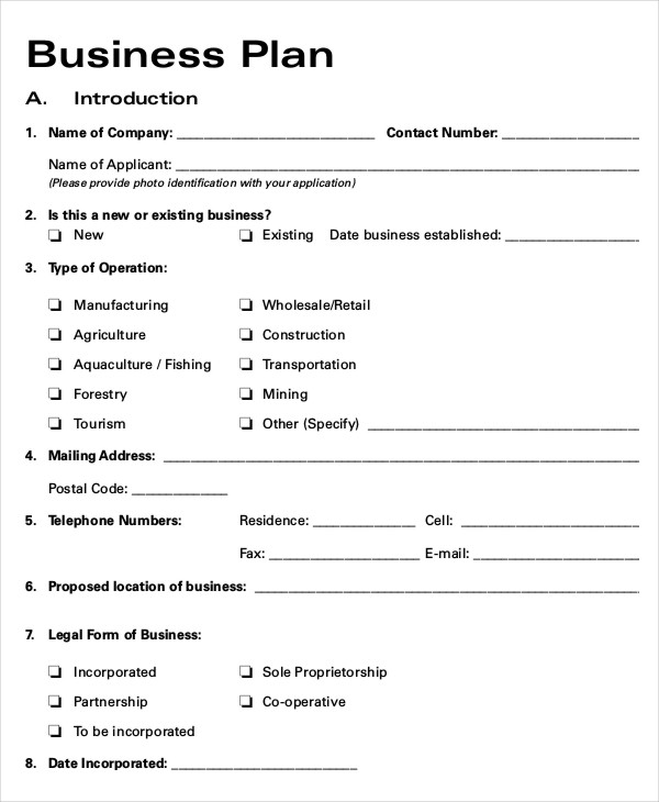 business plan sample format pdf