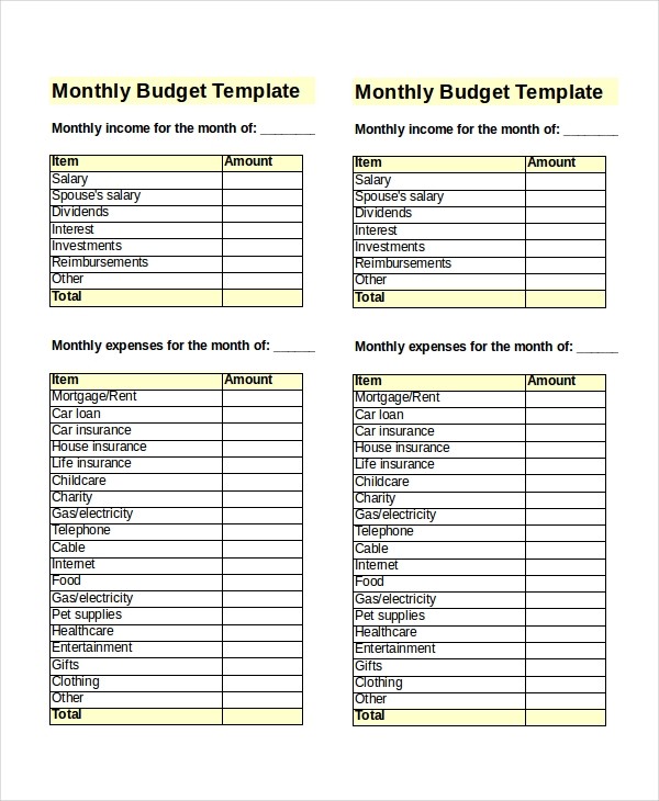 Monthly Budget Template Excel Free Download South Africa