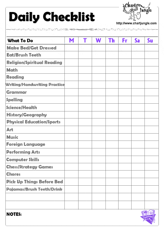 Contoh Tabel Checklist