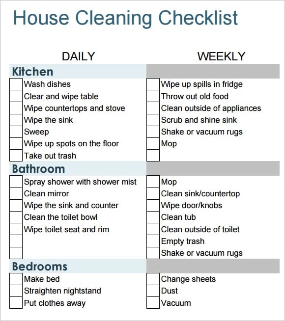 residential cleaning checklist template 5 residential