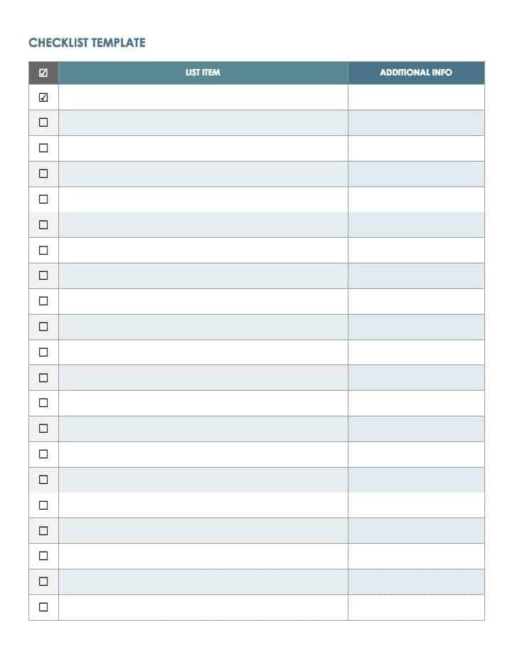 Checklist Template Google Sheet