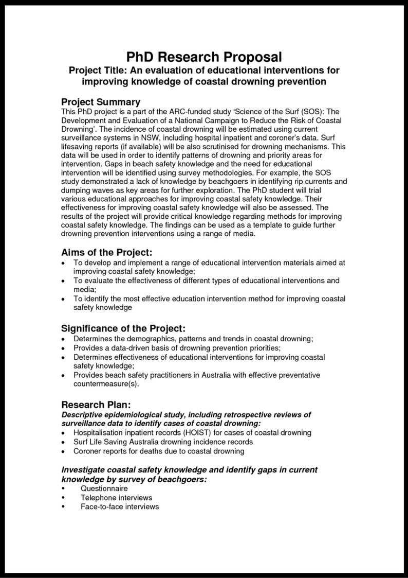 research project proposal for phd thesis