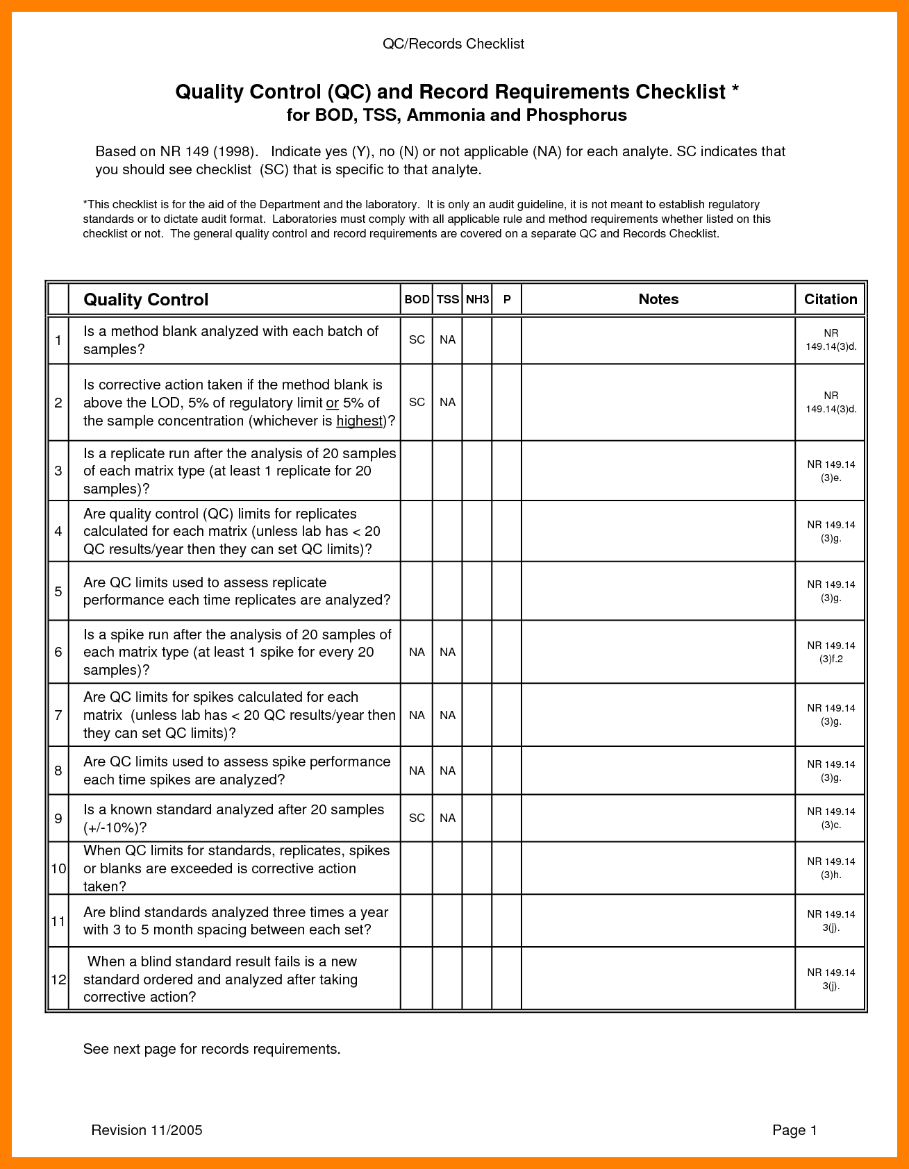 Quality Control Template Free Printable Templates