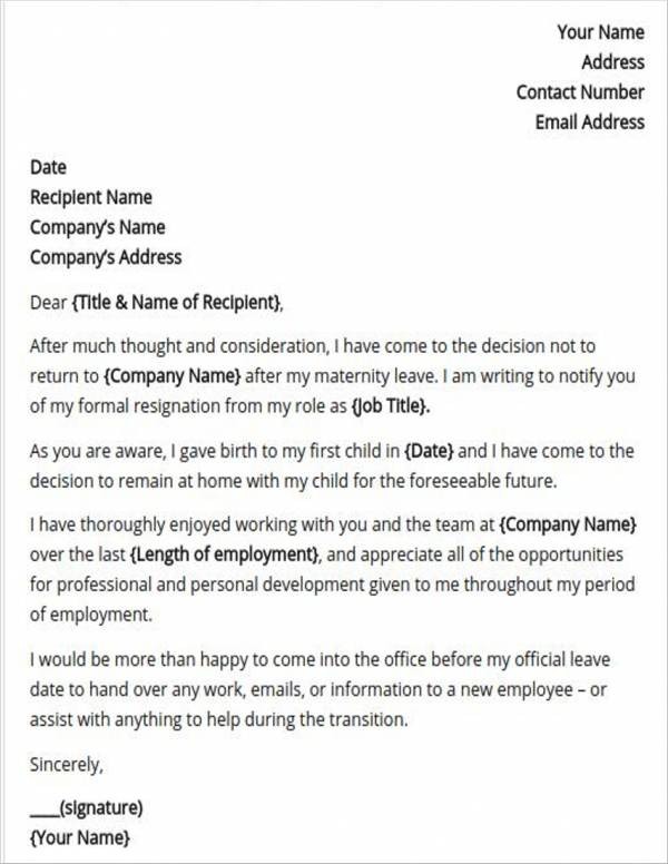 Resignation Letter Template After Maternity Leave Five Things Your Boss 