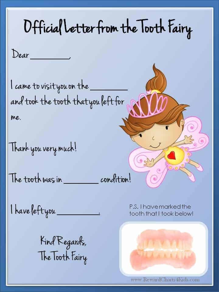 Tooth fairy letter first tooth free template rcret