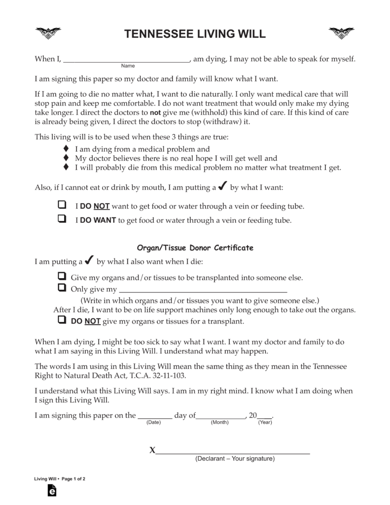 Free Printable Living Will Form Tennessee Ten Things You Should Do In Free Printable Living Will