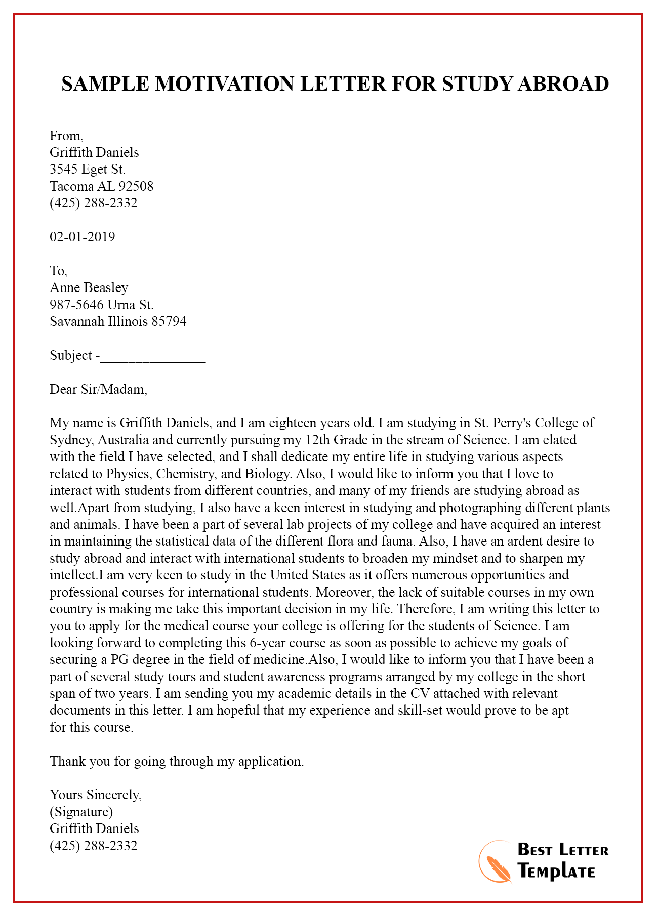 cover letter examples for university admission