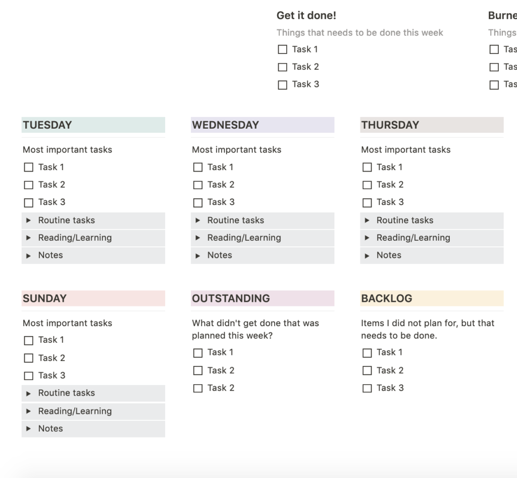 Weekly Schedule Template Notion The Ten Steps Needed For Putting Weekly 