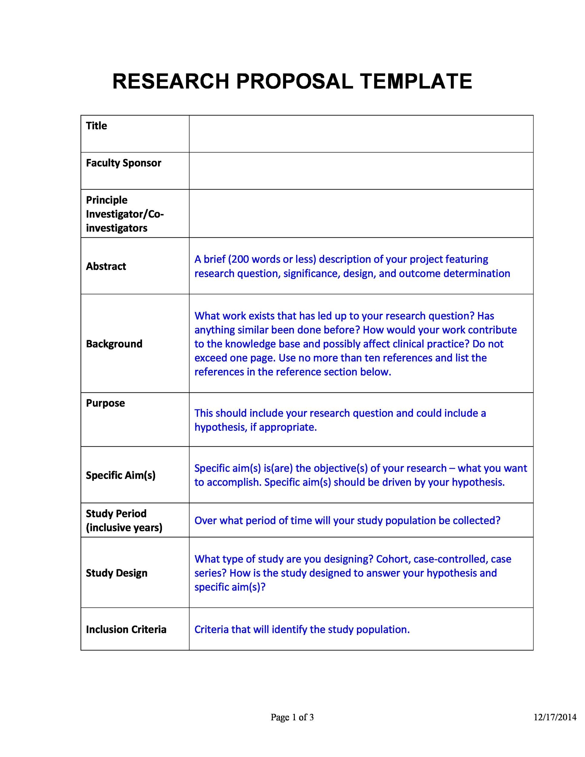 science research plan template