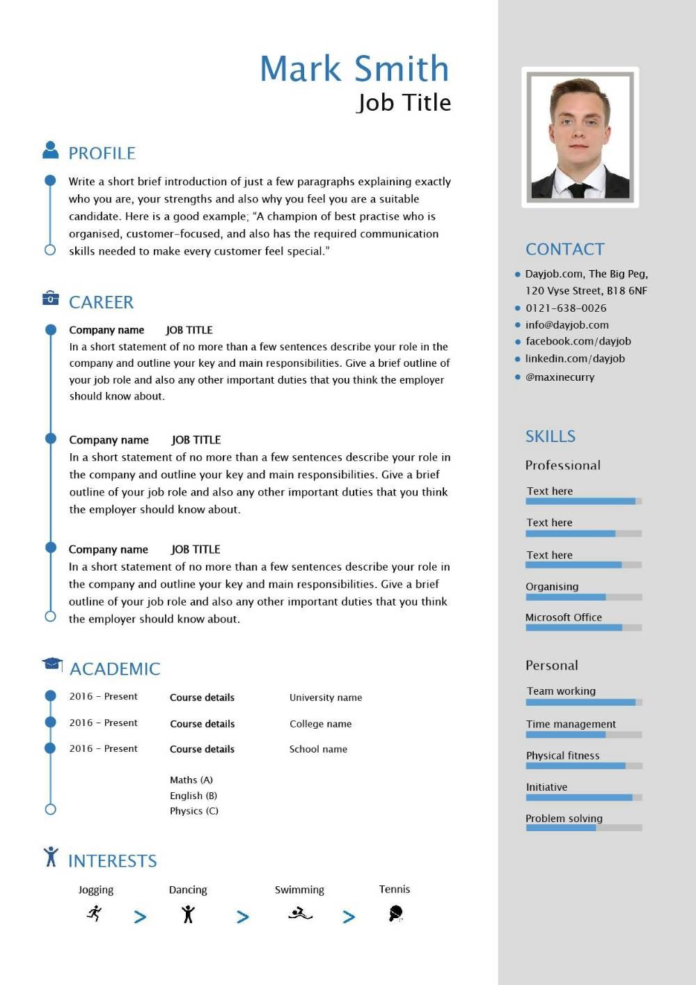 resume template for uk